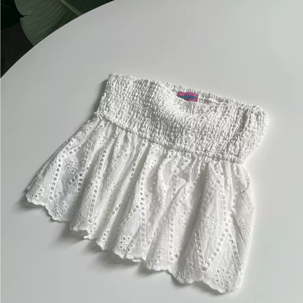 Edicted White Cotton Scrunch Tube Top Edikted Size S